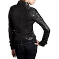 thumbnail image 2 of Womens Genuine Black Lambskin Leather Jacket Motorcycle Biker Leather Jacket W734, 2 of 3