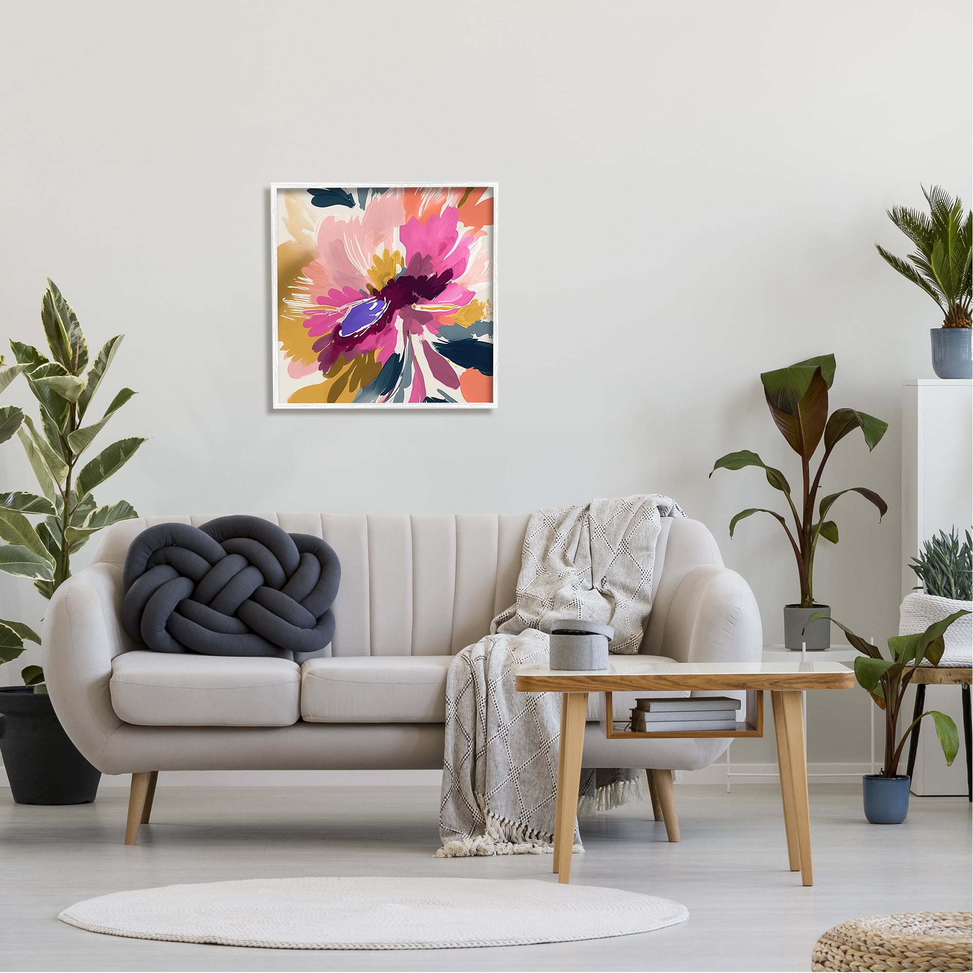 Stupell Industries Abstract Flower Petals Botanical & Floral Painting White Framed Art Print Wall Art, 24 x 24