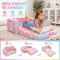 thumbnail image 5 of Kids Couch Toddler Chair Folding, Soft Couch 2 in 1 Kids Sofa Glow in The Dark Couch, Gifts Sleeper for Girls Boys - Pink Unicorn, 5 of 8