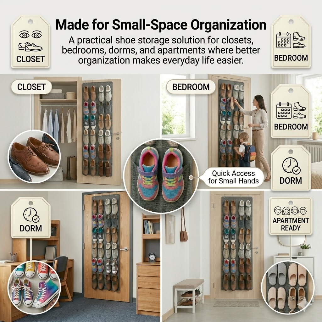 NIUTA Over-the-Door Shoe Organizer with 28 Mesh Pockets photo 2