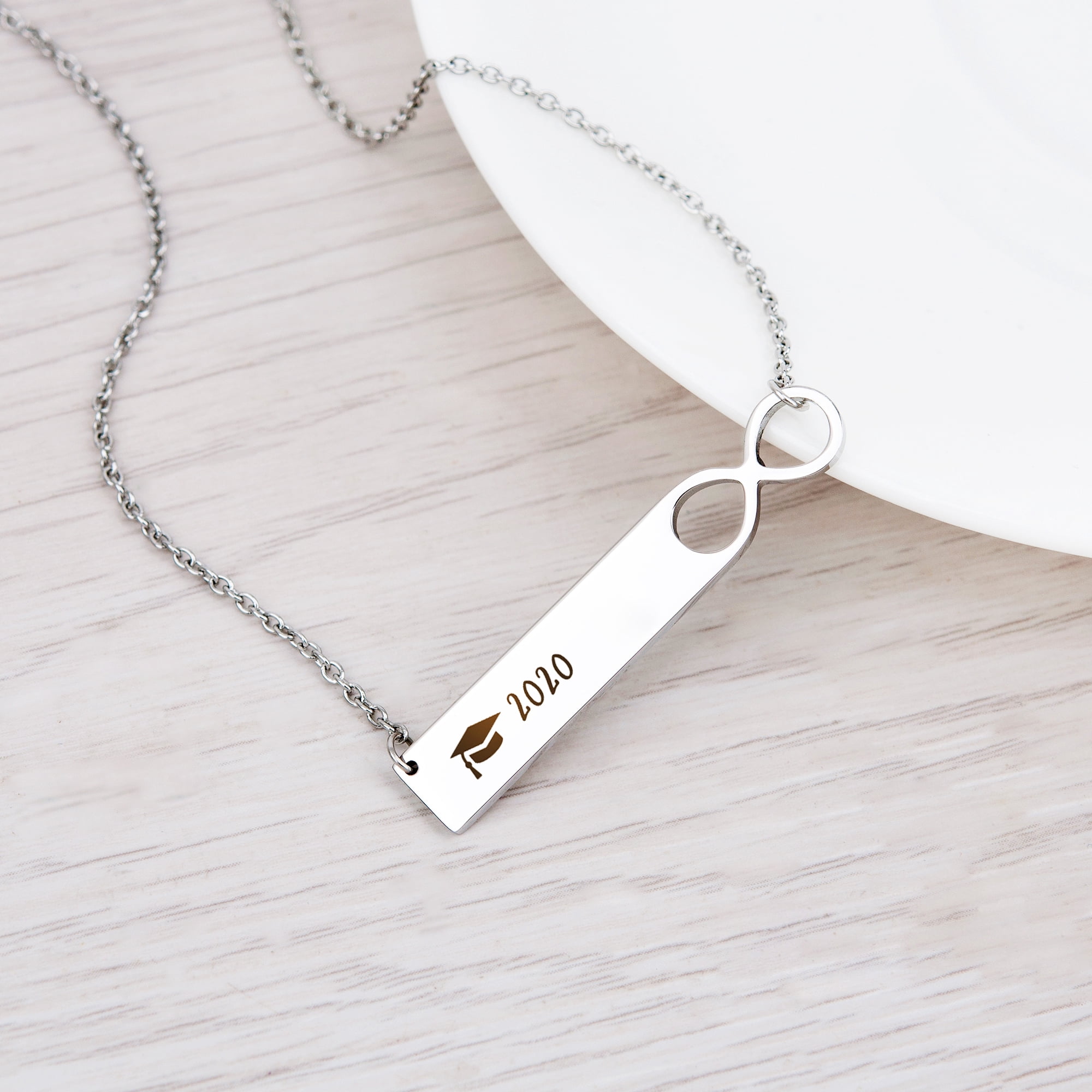 Anavia College Graduation Gift for Her -  High School 2021 Graduation Gifts for Daughter - Stainless Steel Engraved Bachelor Cap Necklace