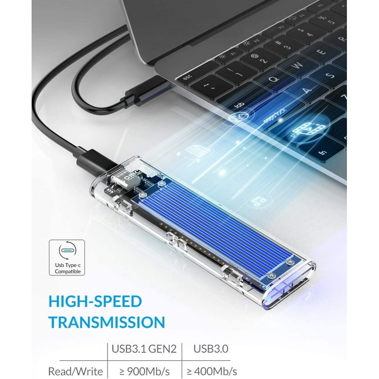 ORICO 20 Gbps USB C vers M.2 NVMe SSD Enclosure USB 3.2 Gen2 x2 Aluminium  M.2 Enclosure for NVMe PCIe M-Key en 2230/2242/2260/2280, boîtier externe