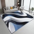 thumbnail image 1 of Washable Area Rug 2 X 3 ft, Lightweight Low-Pile Abstract Modern Wavy Printed Area Rug, Kitchen Indoor Non Slip Carpet Floral White Blue Print Mat Living Room Bedroom Dining Room, 1 of 7