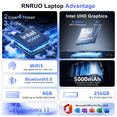 thumbnail image 3 of RNRUO 15.6" Laptop Computer, 8GB RAM 256GB SSD, Intel Pentium Gold 6500Y with 2 Cores Up to 3.4GHz, FHD Display, Office 2024, WiFi5 BT5.0, Windows 11 Laptop for Business, Student, Office, Dark Gray, 3 of 13