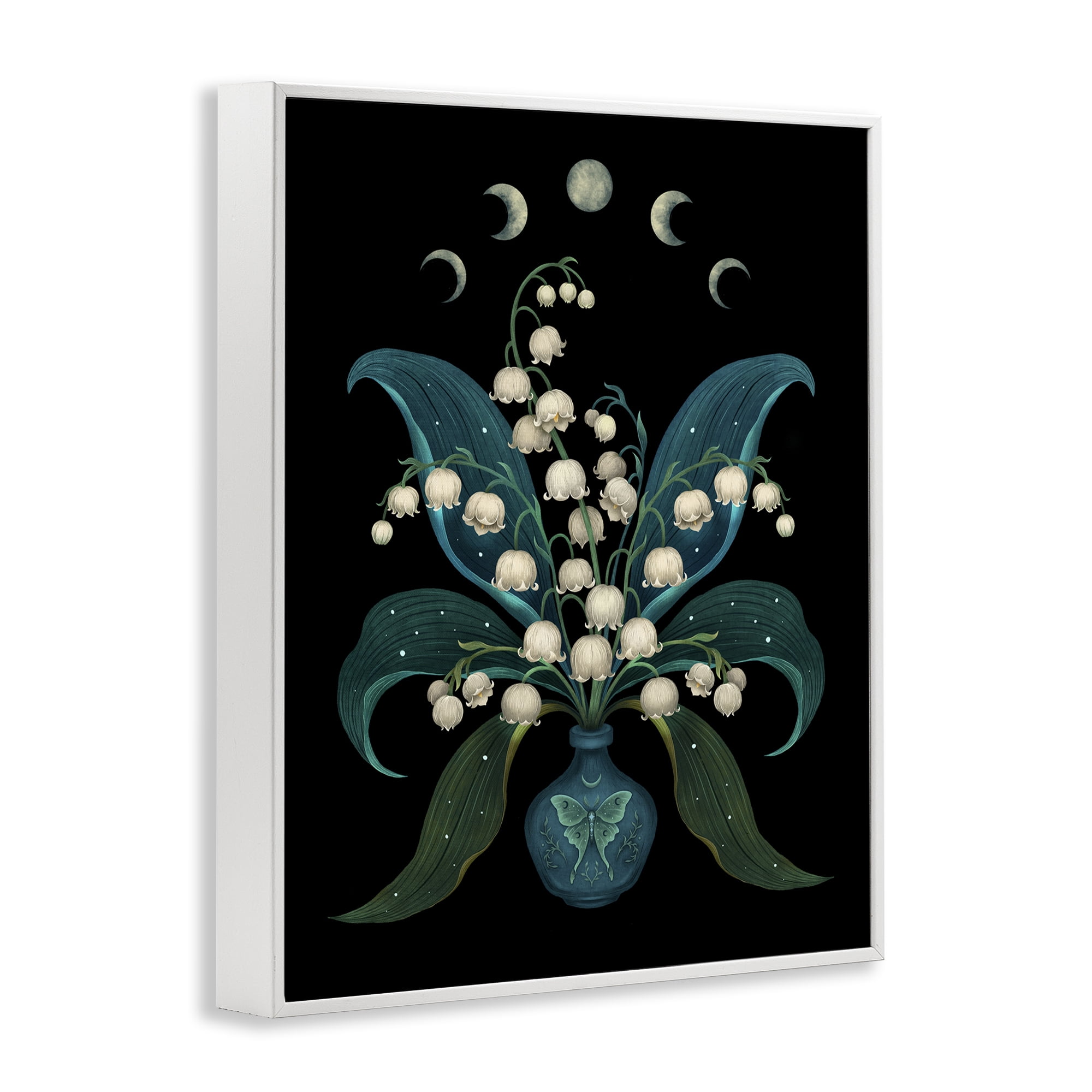 Stupell Industries Lunar Lily Of Valley White Framed Giclee Art, design by Episodic Drawings