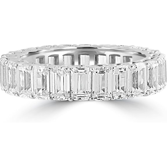 2Ctw Emerald Cut Simulated Diamond Full Eternity Ring 925 Sterling Silver Engagement Wedding Ring 14k White Gold Plated