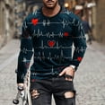 thumbnail image 2 of Pompotops T-Shirt Décontracté à Col Rond Manches Longues pour Hommes Imprimé 3D Saint-Valentin en Solde, 2 of 5