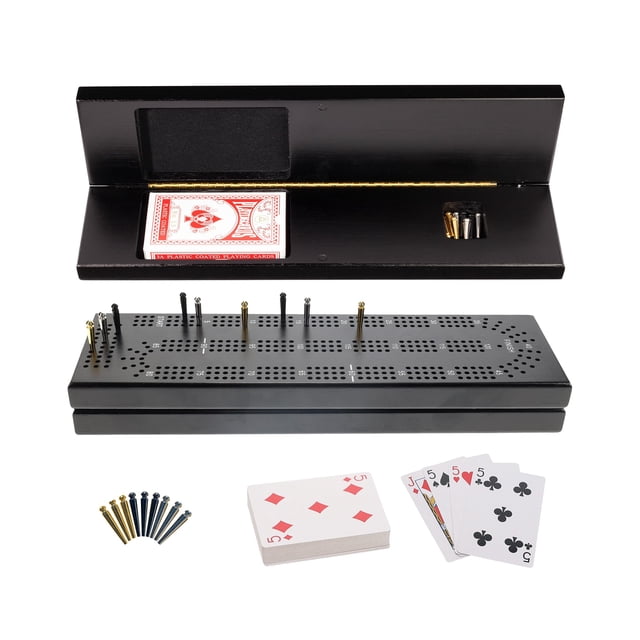 Set de juego de mesa Cribbage WE Games Wooden con almacenamiento para 3 jugadores