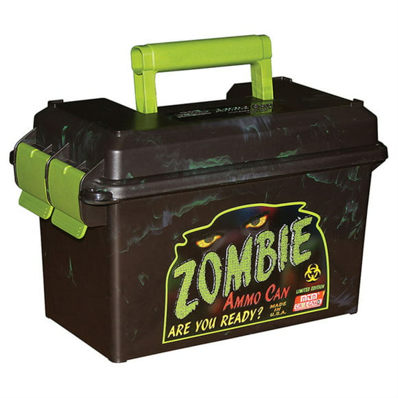 MTM ZOMBIE AMMO CAN 50 CAL 7.4"X13.5"X8.5" POLY BLK/GRN