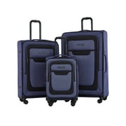 French Connection 3pc Expandable Rolling Softside Luggage Set, Black