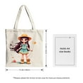 thumbnail image 5 of Charming Young Girl Illustration Tote Bag - Canvas Multifunctional Reusable Shopping Bag for Parties Travel & Everyday Use, 5 of 6