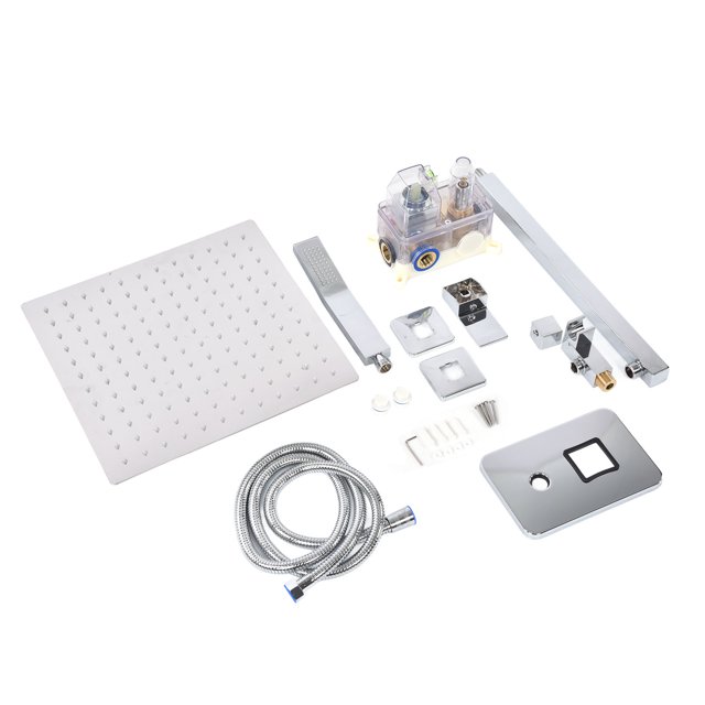 NPT Shower Combo Set Wall Mounted Shower System with Mixing Valve Bathroom Copper Shower Kit