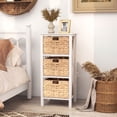thumbnail image 5 of Costway 4-Tier Nightstand with 3 Seagrass Baskets, Acacia Wood Legs for Living Room Bedroom White & Natural, 5 of 9