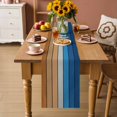 thumbnail image 4 of Table Runners 70 Inches Long Dress Scarves, Blue Brown Wooden Grain Farmhouse Coffee/Dining/Kitchen Table Decor, Holiday Table Runner, Farmhouse Gradient Wood Stripes 13x70 Inch, 4 of 9