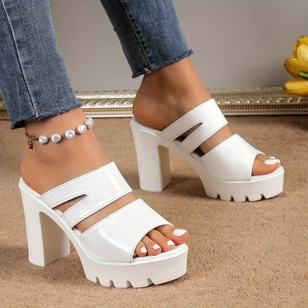 

Back Zipper Women s Solid Color Casual Sandals Chunky Heel Braided Bands Shoes Versatile Summer Ankle Strap Shoes