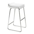 thumbnail image 1 of Modern Contemporary Bar Stool Chair, White Leatherette Chrome Steel (set of two), 1 of 4
