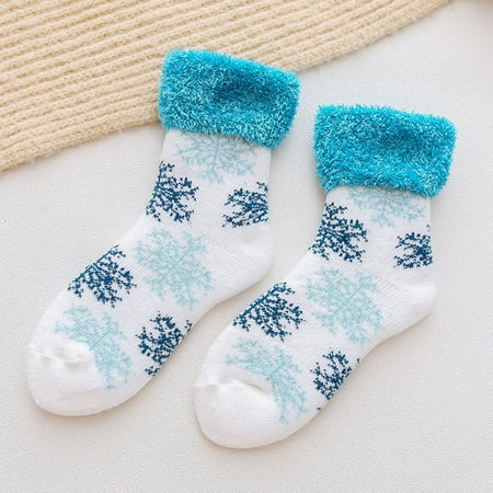 

KEVCHE Ski Socks Thickened and Velvet Winter Warm Floor Socks Christmas Socks White