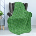 thumbnail image 4 of Green Mandala Soft Flannel Fleece Throw Blanket, Flower Pattern with Green Arrangement Ornamental Design, Cozy Plush for Indoor and Outdoor Use, 60" x 80", Green Pale Green, by Ambesonne, 4 of 5