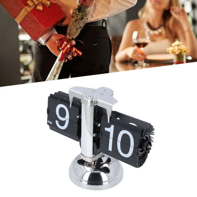 Flip Clock Reloj De Escritorio Vintage Reloj Retro Abatible Hacia Abajo, Reloj Con Engranaje Interno Con Pilas Para Decoración Del Hogar De Oficina Reloj De Escritorio Con Tapa