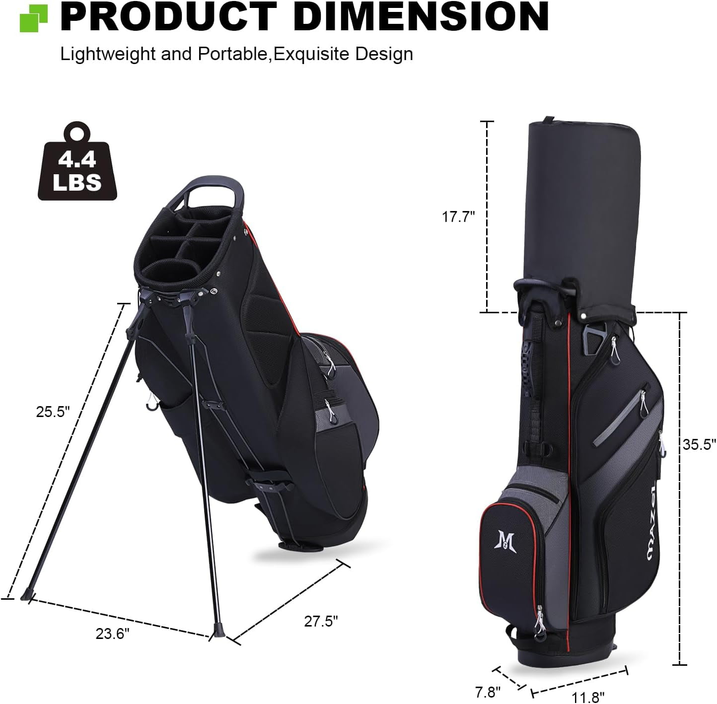 MAZEL 6-Way Golf Stand Bag for Men and Women, Lightweight Golf Bag with Stand,Dual Strap,Dust Cover