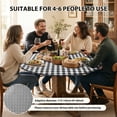 thumbnail image 7 of Flannel Backed Vinyl Round Tablecloth with Elastic Edge, Fits 45"-56" Tables, Heavy Duty Wipeable Table Cover for Picnic Patio, Black White, 7 of 7