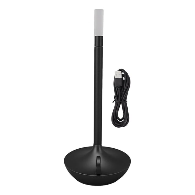 Lámpara de mesa inalámbrica con forma de vela innovadora, 3 niveles de brillo, regulable, recargable, LED, color negro