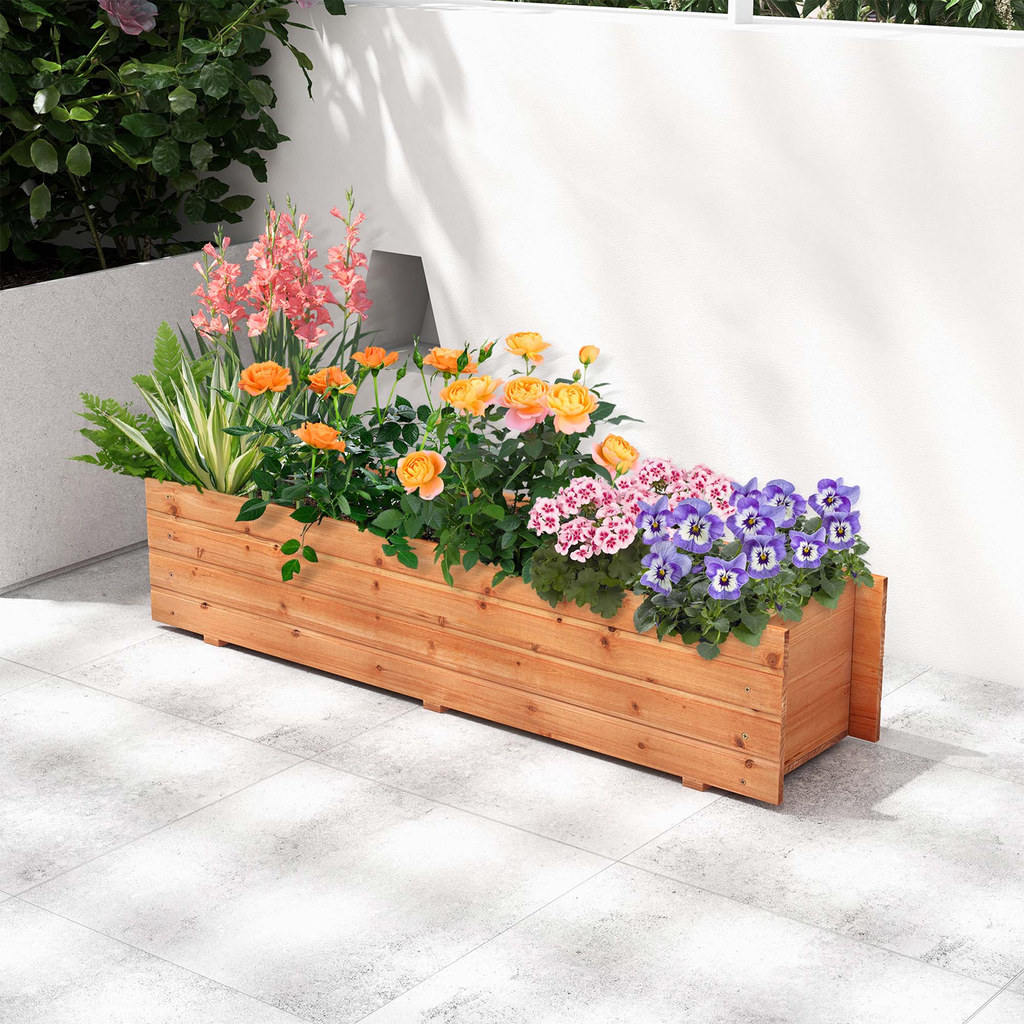 Costway Raised Garden Bed Wood Rectangular Planter Box with 2 Drainage Holes Outdoor - image 2 of 10