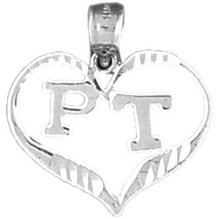 14K White Gold P.T. Physical Therapy Pendant - 18 mm