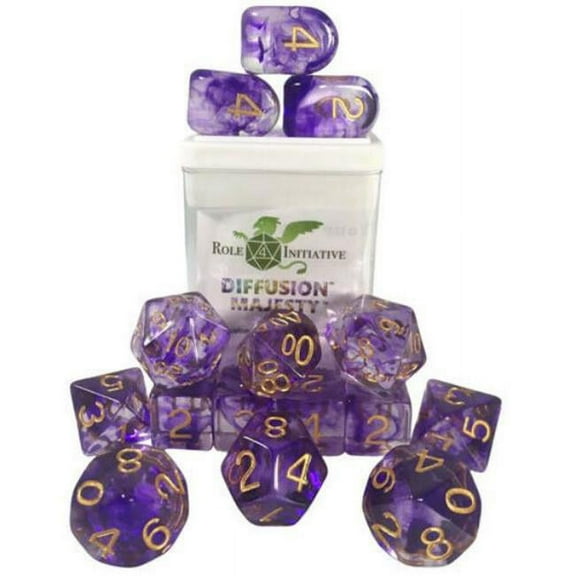 Role 4 Initiative Polyhedral Dice - Majesty, Arch'd d4's w/White Numbers (15) New