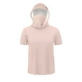 thumbnail image 6 of TKLPEHG Mens Fishing Hoodie Shirt with Face Mask UPF 50+ Sun Protection Shirt Short Sleeve Hiking Shirts (Pink,XXXL), 6 of 8
