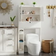 thumbnail image 4 of Over The Toilet Storage Cabinet,Bathroom Storage Cabinet with Wooden Doors,Bathroom Organizer Over-The-Toilet Cabinet(White), 4 of 8