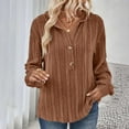 thumbnail image 4 of Lenpel Women's Lightweight Sweaters Soft Casual Long Sleeve V Neck Half Button Drawstring Hoodies Ribbed Knit Tunic Tops(Coffee,Small), 4 of 7