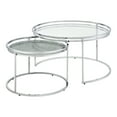 thumbnail image 3 of Ensigne Metal Round Nesting 2-Piece Table Set, Chrome and Clear, 3 of 7
