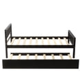 thumbnail image 6 of GZXS Twin Size Platform Bed with Pull-Out Trundle, Wooden Bed Frame with Headboard & Footboard, Easy Assembly, Espresso, 6 of 6