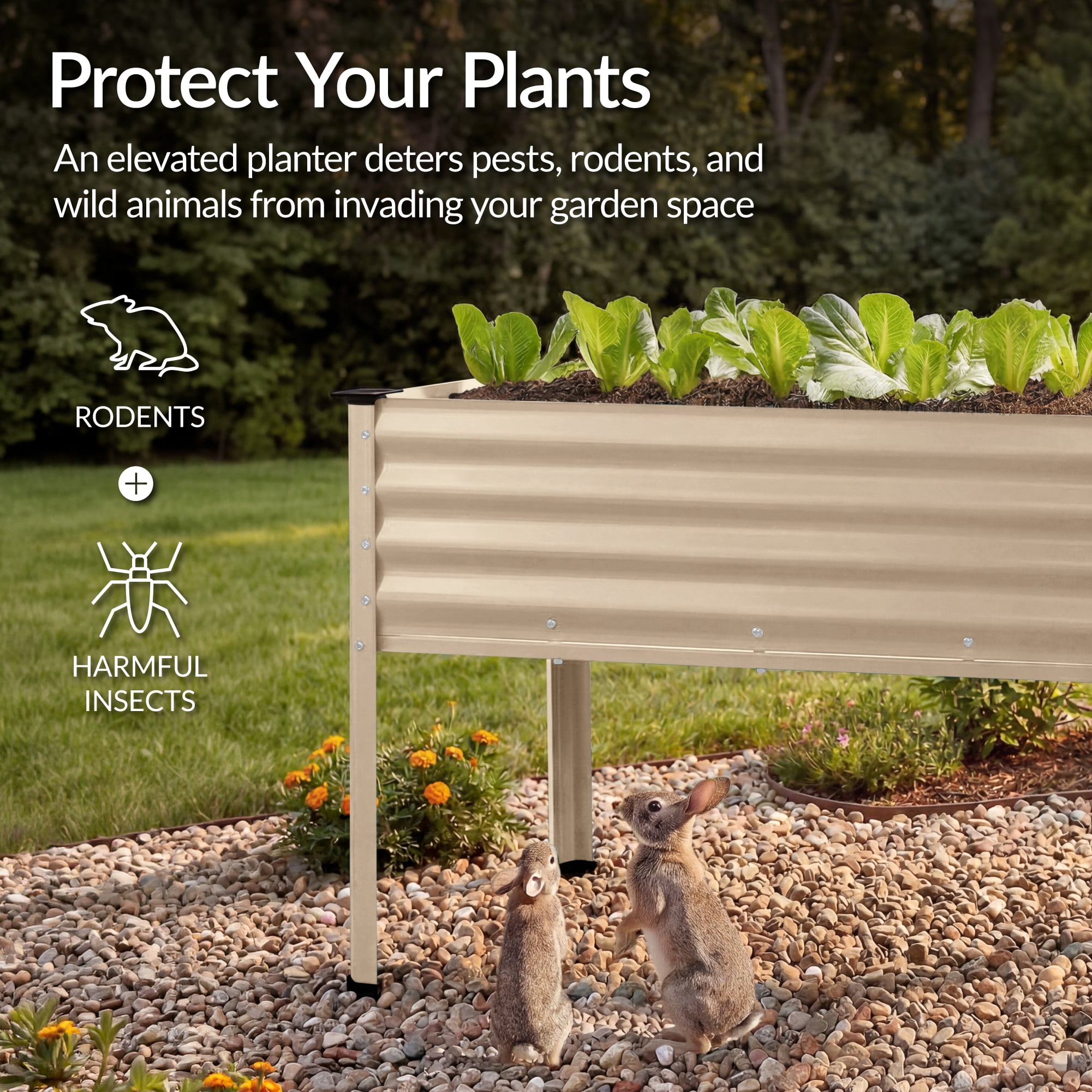 Best Choice Products 48x24x30in Elevated Galvanized Metal Garden Bed w/ Corner Protectors - Beige