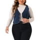 thumbnail image 1 of Chaleco de mezclilla sin mangas de talla grande para mujer GRACE & GRANDEUR, con cuello en V y botones, chaqueta casual de mezclilla 2X azul oscuro, 1 of 1