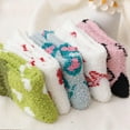 thumbnail image 5 of 5 Pairs Of Fuzzy Socks for Women,Cozy Slipper Socks,Soft Winter Warm Home Sleeping Christmas Socks, 5 of 5
