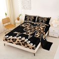 thumbnail image 2 of Erosebridal Girls Vintage Cheetah Print Bow Queen Sheet Sets 4 Pieces,3D Pearl Print Bed Set for Teens,Microfiber Bedroom Decor, 2 of 5