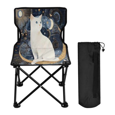BZSMCE Camping Chairs Modern Folding chair In Crescent Moon Cat Pattern