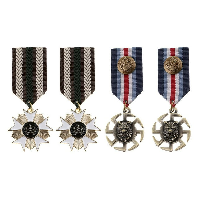 4 broches con forma de corona geométrica estilo retro para corbata, ramillete para disfraz o uniforme. EstiloF