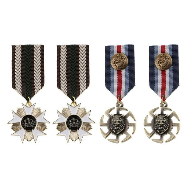 4x Insignias de corona de tela, broches para camisa, prendedores, corpiños para uniformes y disfraces EstiloF
