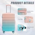 thumbnail image 6 of Paproos 3 Piece Luggage Set, Hardshell Carry on Luggage with Spinner Wheel, TSA Lock, Expandable Hardside Suitcase with Gradient Color, 20in 24in 28in Suitcase Set for Travel, Blue+Pink, 6 of 12