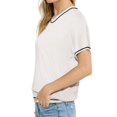 thumbnail image 6 of Womens Tops Trendy Casual Short Sleeve Shirts Crewneck Knit Sweater Top White S, 6 of 9