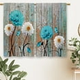 thumbnail image 6 of Farmhouse Flower Floral Kitchen Curtains Rustic Teal Turquoise Dahlia Small Short Cafe Window Curtains Country Blue Vintage Bathroom Drapes Treatment Tier Curtains 2 Panels (27.5x36 Inch), 6 of 6