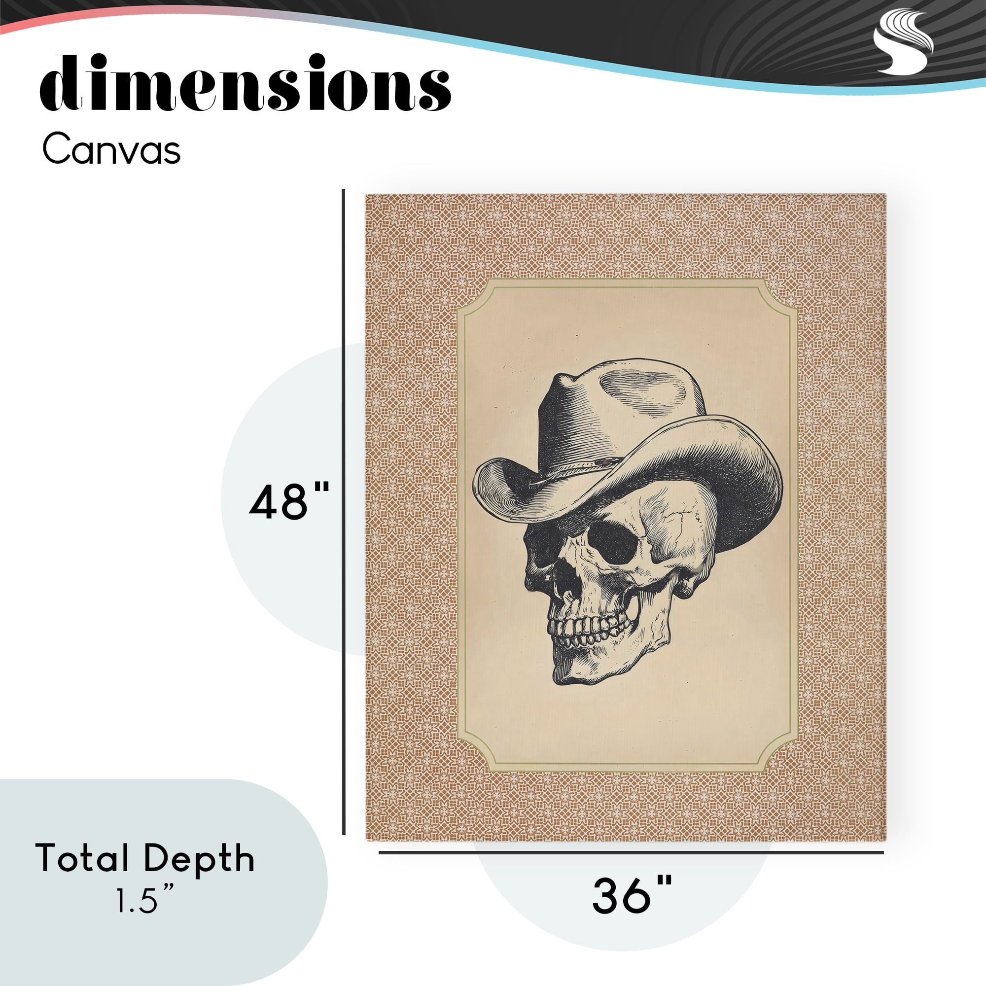 Vintage Cowboy Skull Canvas Wall Art, design by Arlington Prints