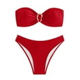 thumbnail image 1 of Womens Swimsuits Solid Color Strapless Backless Gathering Separate Bikini Red Bathing Suit for Women S, 1 of 3