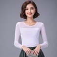 thumbnail image 3 of Camisetas sexys de manga larga para mujer, primavera otoño 2023, camisetas de malla fina, camisetas elegantes con parte inferior, camisetas ajustadas de color sólido para mujer, 3 of 5