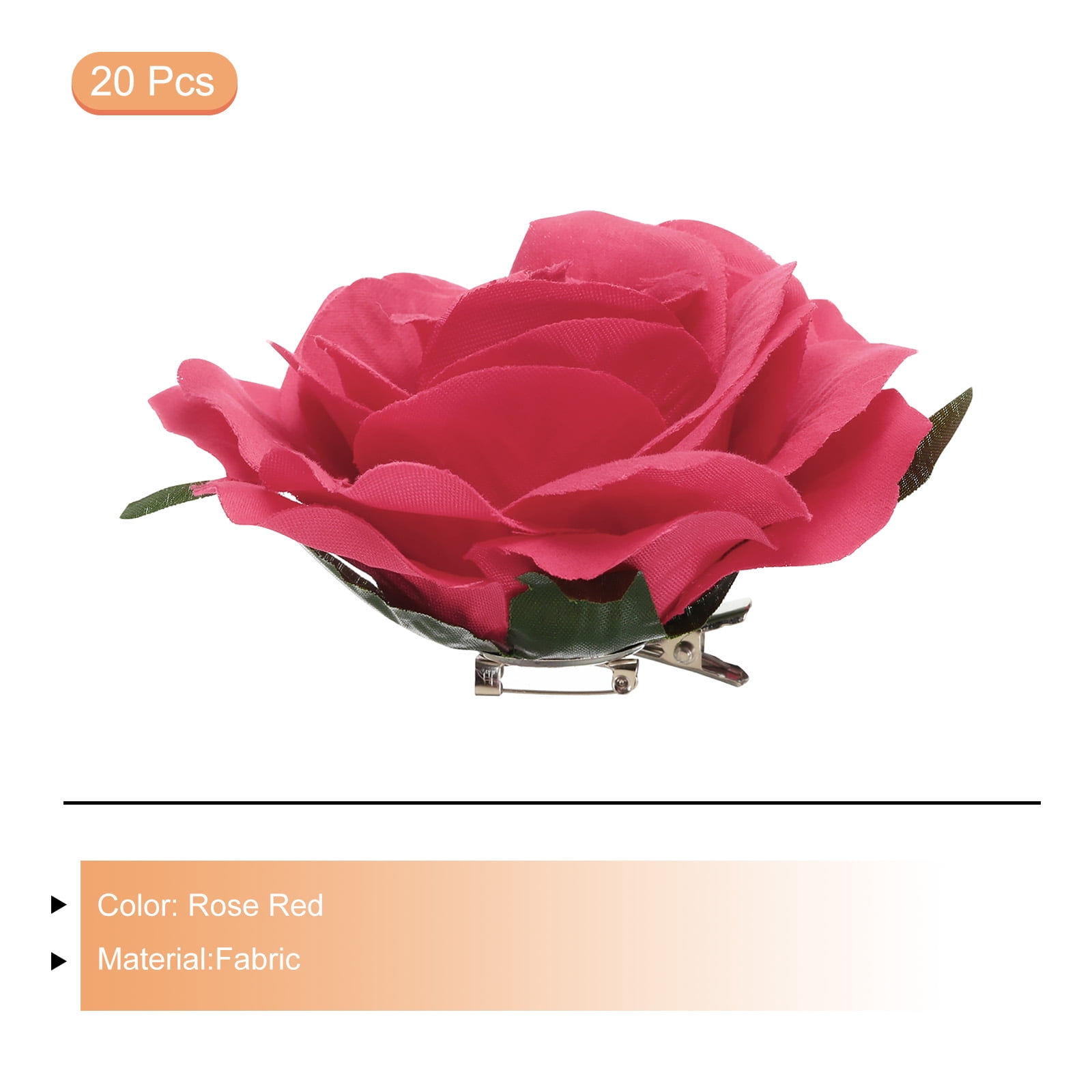Uxcell 20 Pcs Rose Flower Hair Clips 4 Inch Flower Hair Pins Flower Brooch for Women Hair Accessories Rose Red