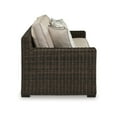 thumbnail image 3 of Waga 97 Inch Outdoor Sofa, 4 Throw Pillows, Brown Resin Wicker, Beige, 3 of 5