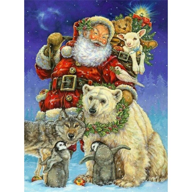 Cuadros Decorativos 5D DIY Diamond Painting Santa Claus Kits Full Round Drill Wall Decor (sz2197) Likrtyny embutido en tela